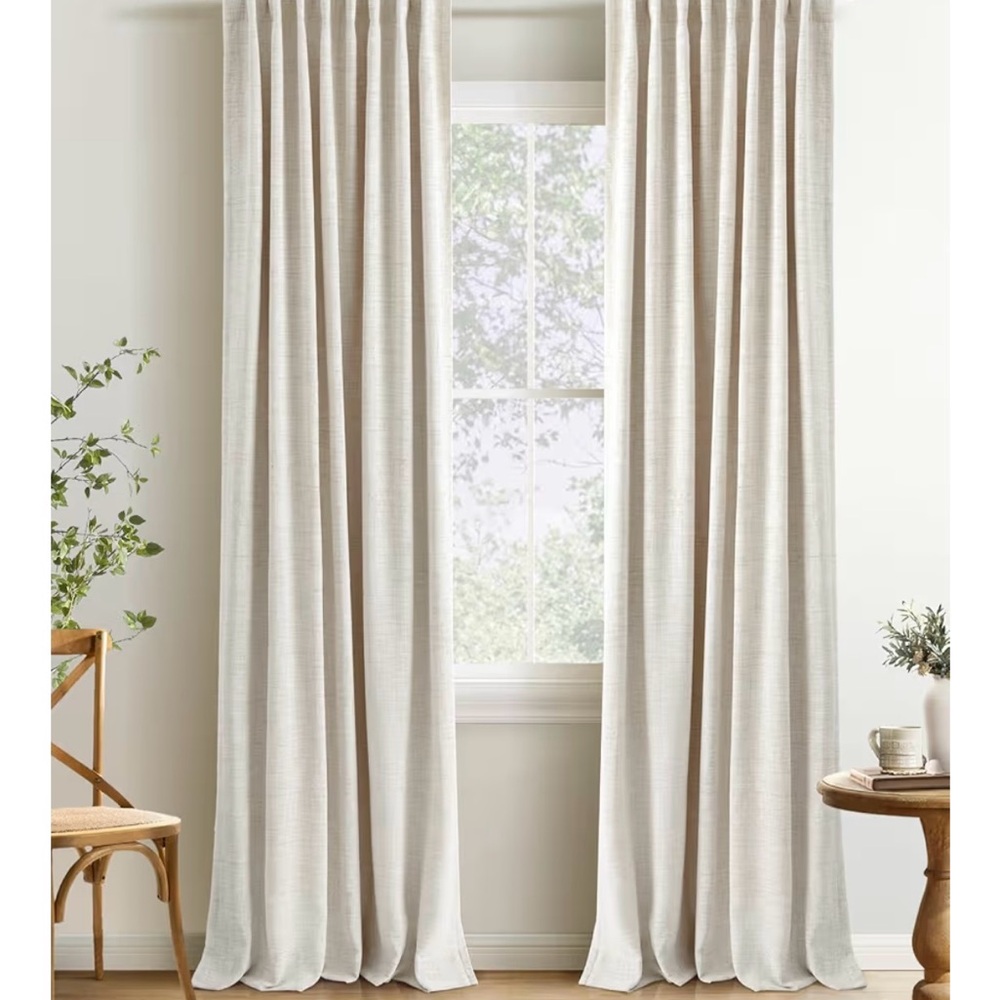 NEW 100% Blackout Cream Curtains Set Thermal Insulated Drapes W50 x L84